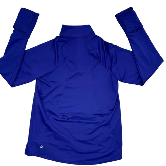 ATHLETA 1/4 Zip with Thumb Holes and Back Zipper Pocket Size Small Purple - Picture 4 of 10